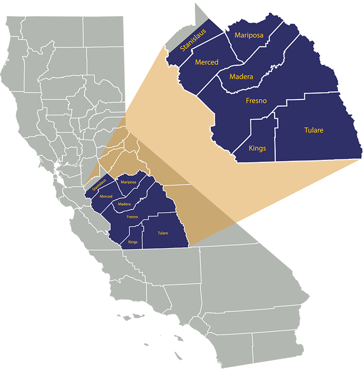 Map of area of services for Valley Wide Beverage